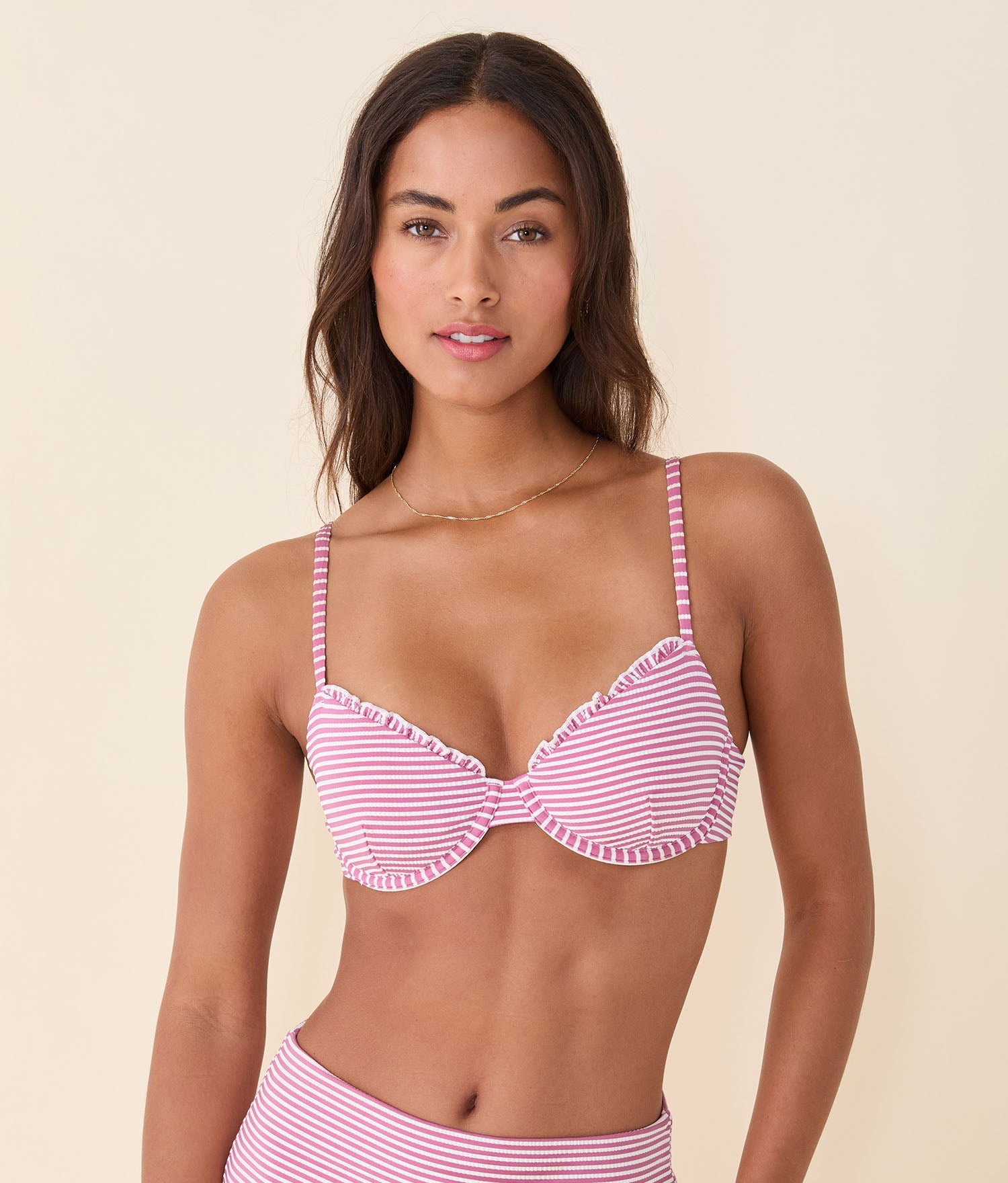 Bloom Seersucker Çizgili Rosarito Bikini Üstü