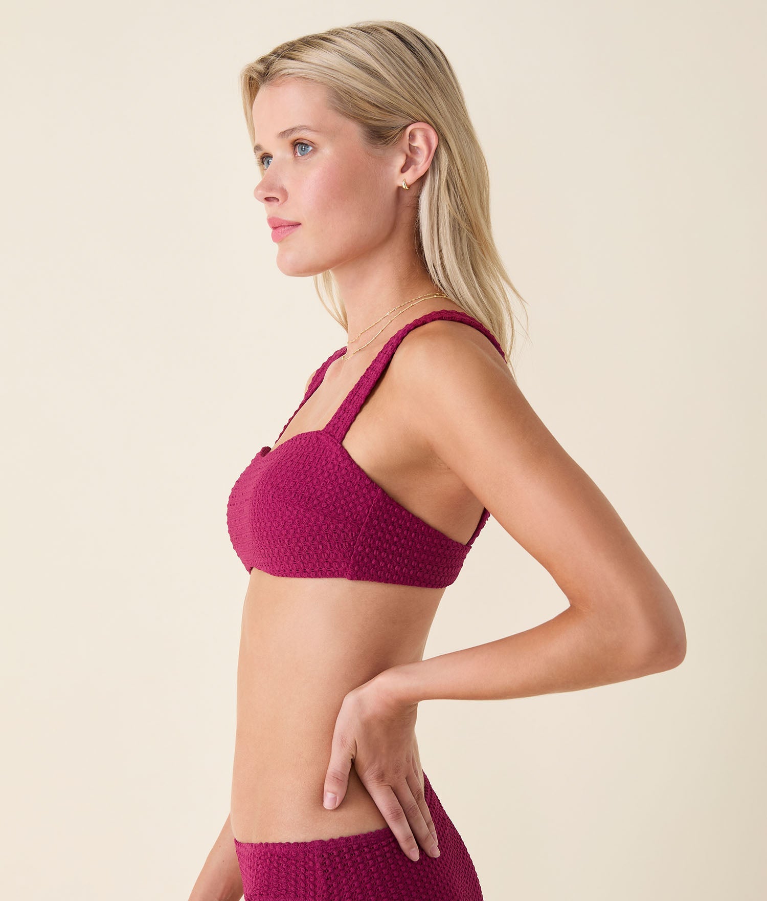 Merlot Renk Kışlık Örgü Bikini Üstü - Kaliteli Tasarım