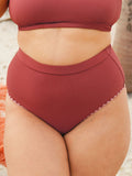 Yüksek Bel Kırmızı Tuğla Büyük Beden Bikini Altı