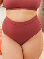 Yüksek Bel Kırmızı Tuğla Büyük Beden Bikini Altı