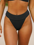 Yüksek Bel Siyah Kırışık Bikini Altı - Şık ve Rahat