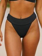 Yüksek Bel Siyah Kırışık Bikini Altı - Şık ve Rahat