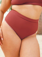 Yüksek Bel Kırmızı Tuğla Büyük Beden Bikini Altı