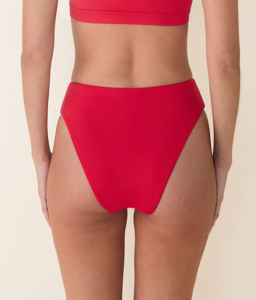 Ekolojik Naylon 90'lar Yüksek Bel Bikini Altı - Kiraz Kırmızısı