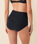 Şık Siyah Paisley Süper Yüksek Bel Bikini Altı
