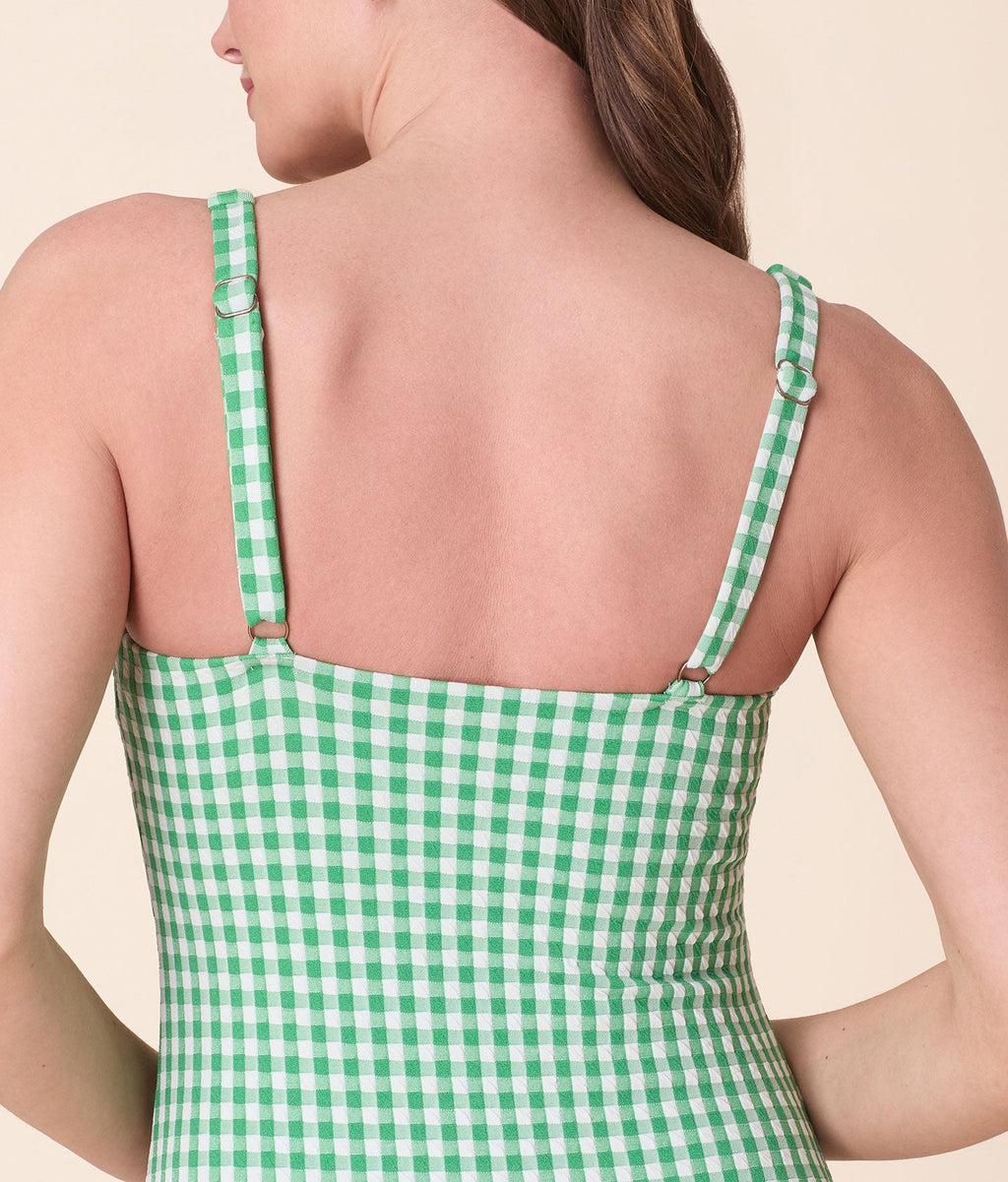 Klasik Yeşil Gingham Tek Parça Elbise - Şık ve Rahat