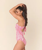 Şeftali Renkli Jakarlı Bahçe Tek Parça Elbise