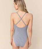 Palermo Mikro Gingham Uzun Torso Tek Parça Elbise - Juniper
