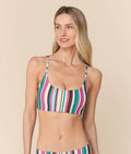 Ekolojik Naylon Retro Çizgili Maui Bikini Üstü