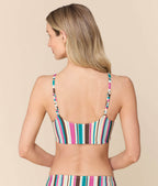 Ekolojik Naylon Retro Çizgili Maui Bikini Üstü