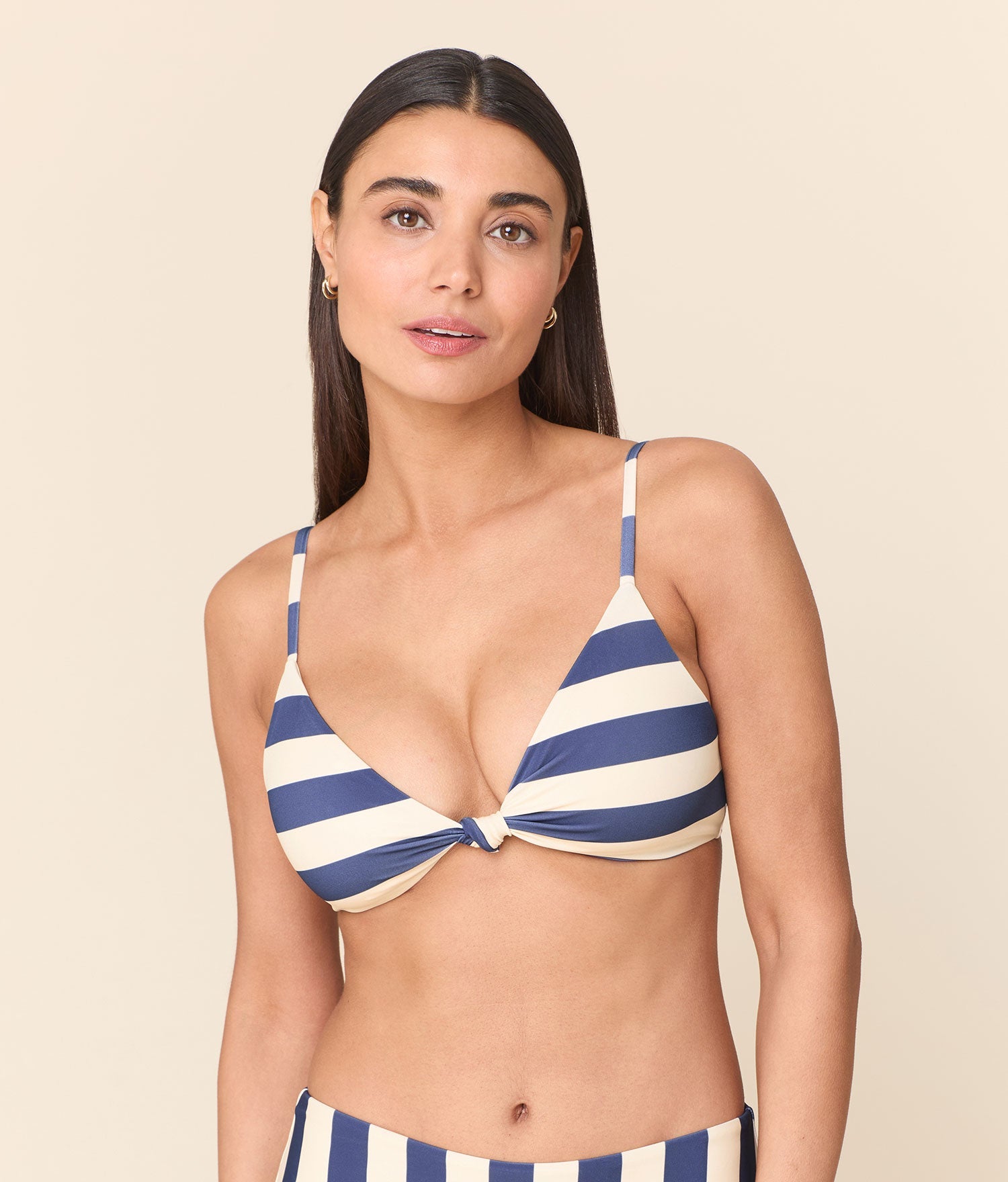 Santorini Ekolojik Naylon Bikini Üstü - Derin Kobalt Çizgili
