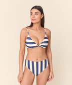 Santorini Ekolojik Naylon Bikini Üstü - Derin Kobalt Çizgili
