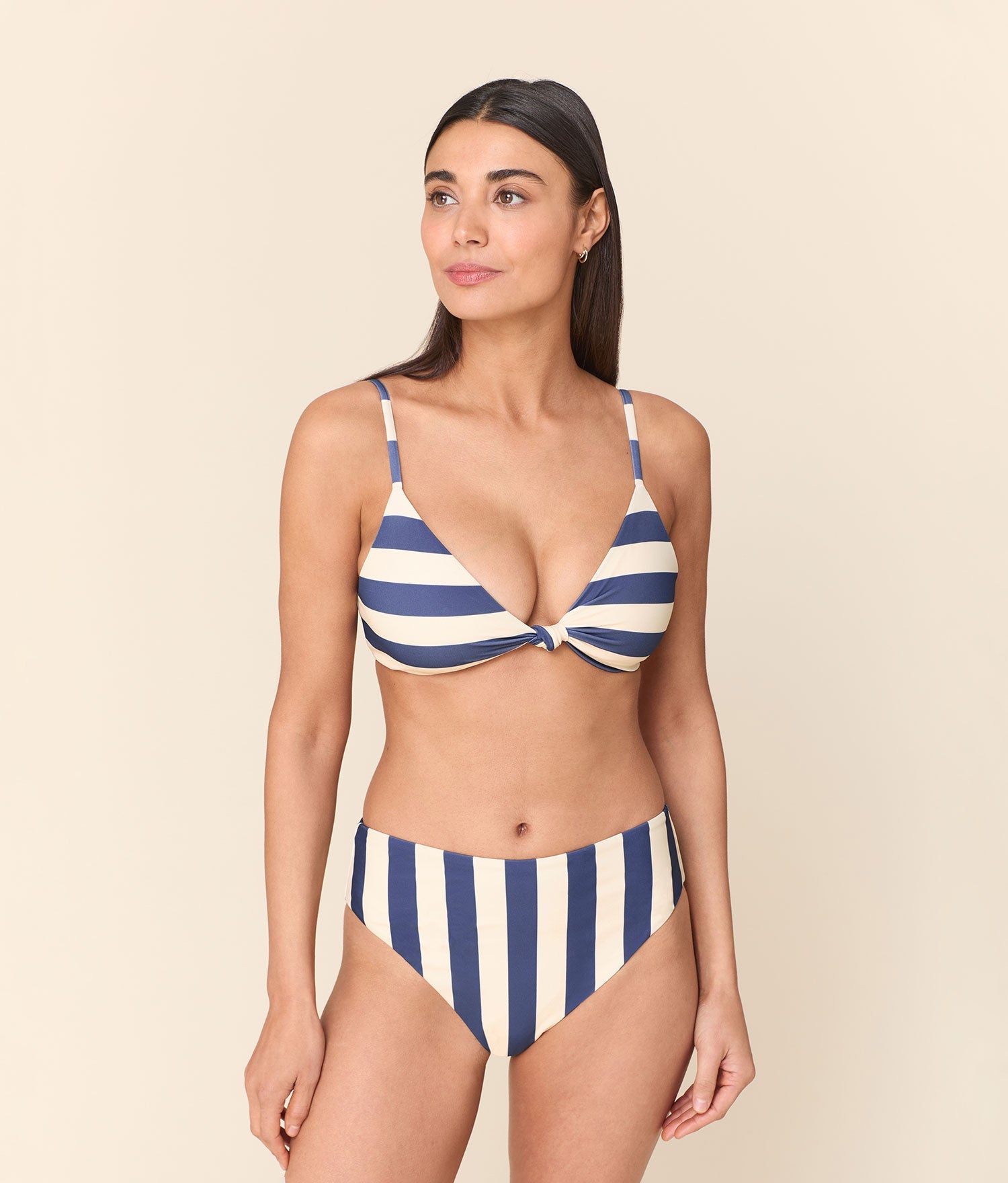 Santorini Ekolojik Naylon Bikini Üstü - Derin Kobalt Çizgili