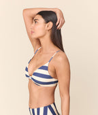 Santorini Ekolojik Naylon Bikini Üstü - Derin Kobalt Çizgili
