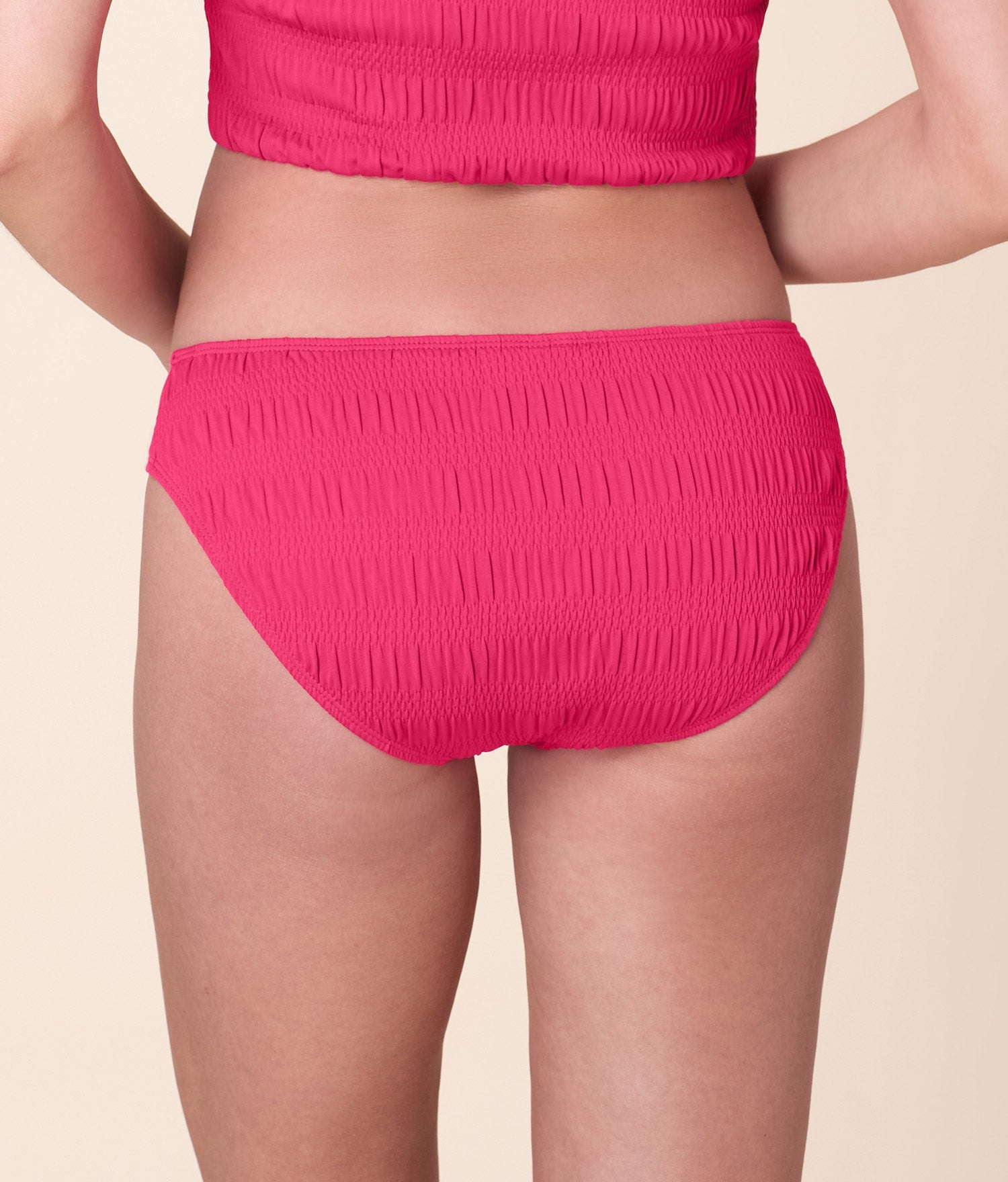 Şık Smocked Bikini Altı - Parlak Begonya Rengi