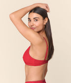 Santorini Krizantem Desenli Seersucker Bikini Üstü