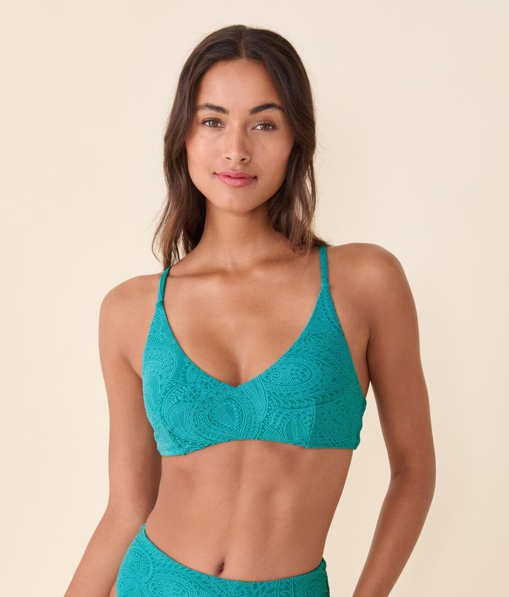 Özel Paisley Desenli Ohana Bikini Üstü - Okyanus Renk