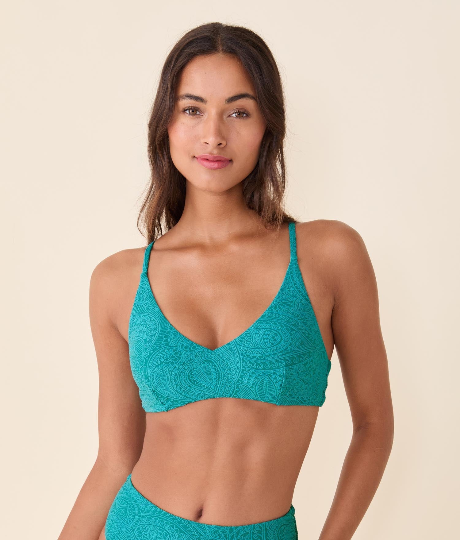 Özel Paisley Desenli Ohana Bikini Üstü - Okyanus Renk