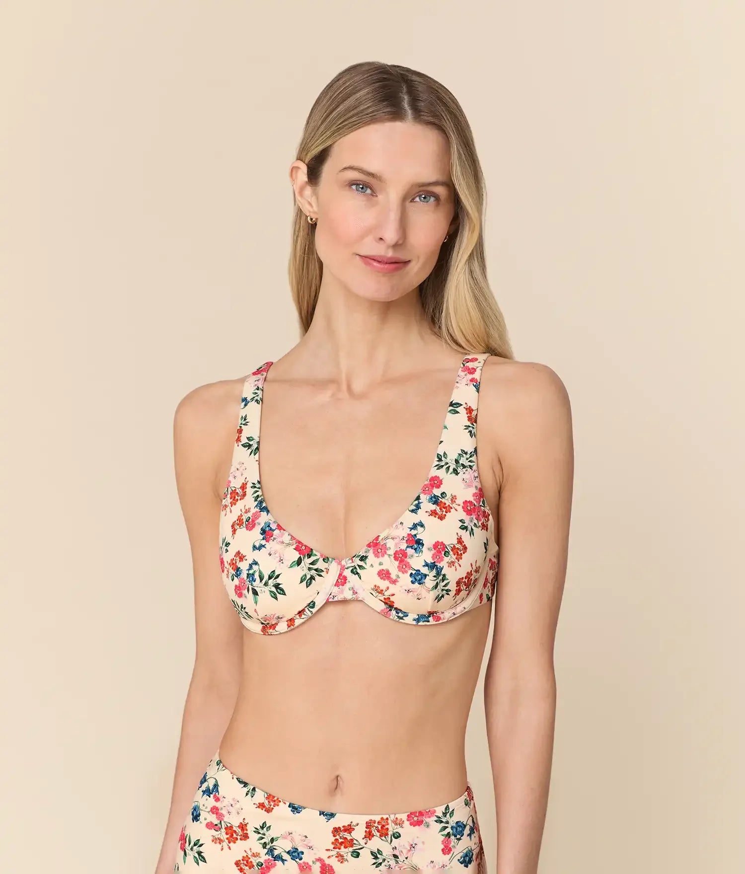 Riviera Desenli Ekolojik Naylon Verda Bikini Üstü