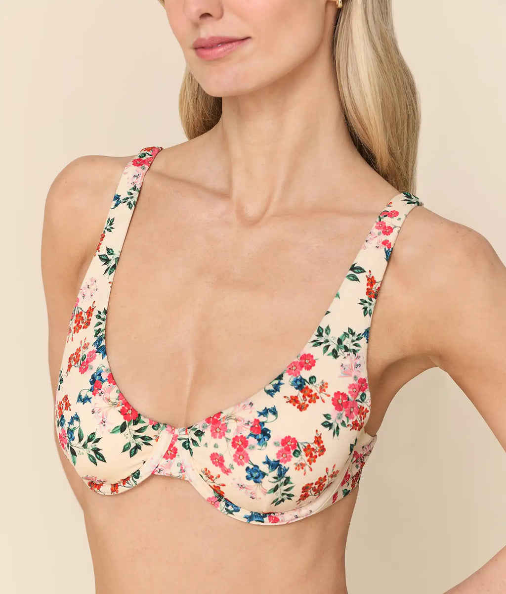 Riviera Desenli Ekolojik Naylon Verda Bikini Üstü