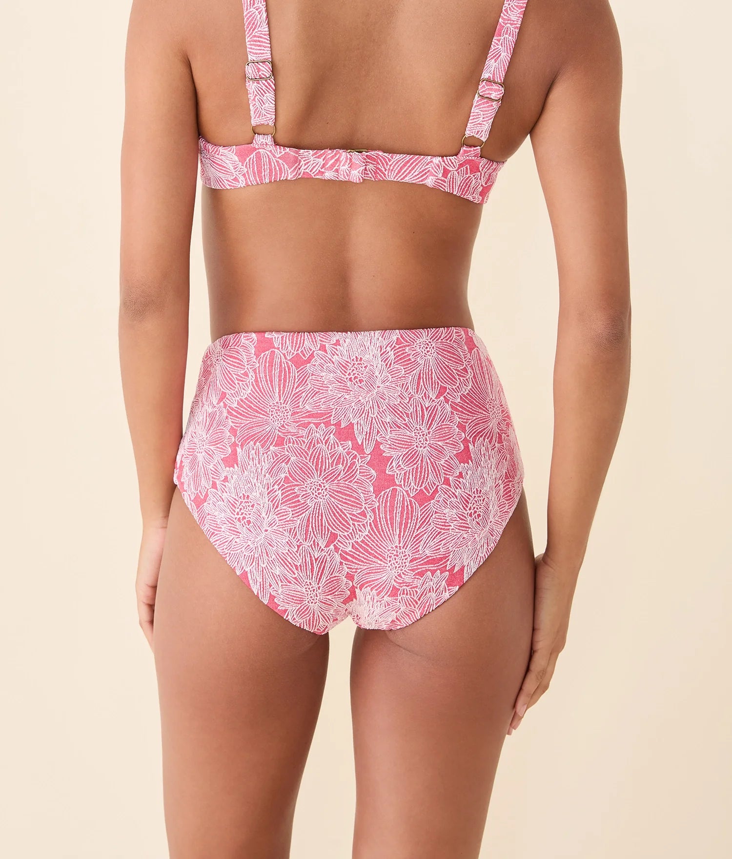 Şeftali Renk Yüksek Bel Jakarlı Bikini Altı
