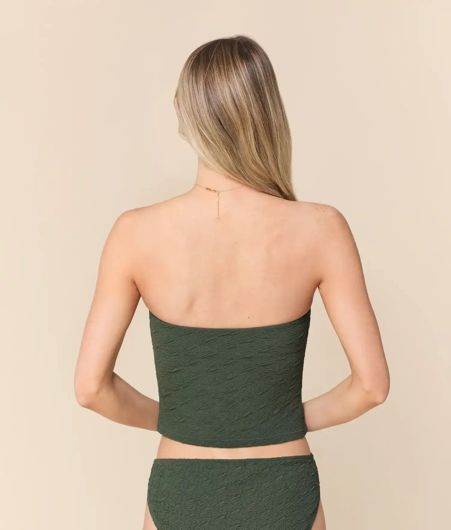 Kauai Tankini - Dokulu Geometrik Desen - Kekik Renk