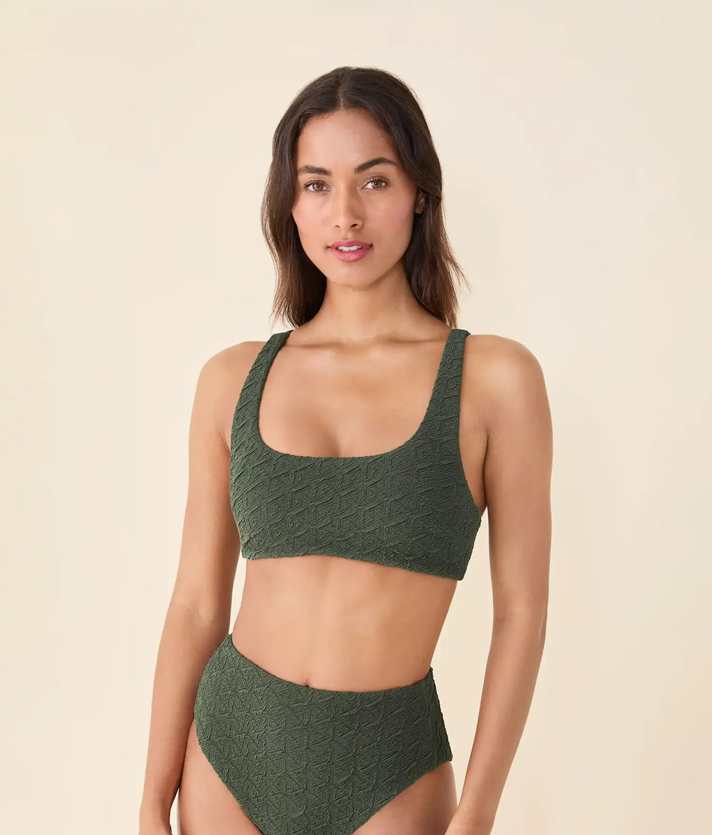 Dokulu Geometrik Kekik Devon Bikini Üstü - Şık ve Rahat