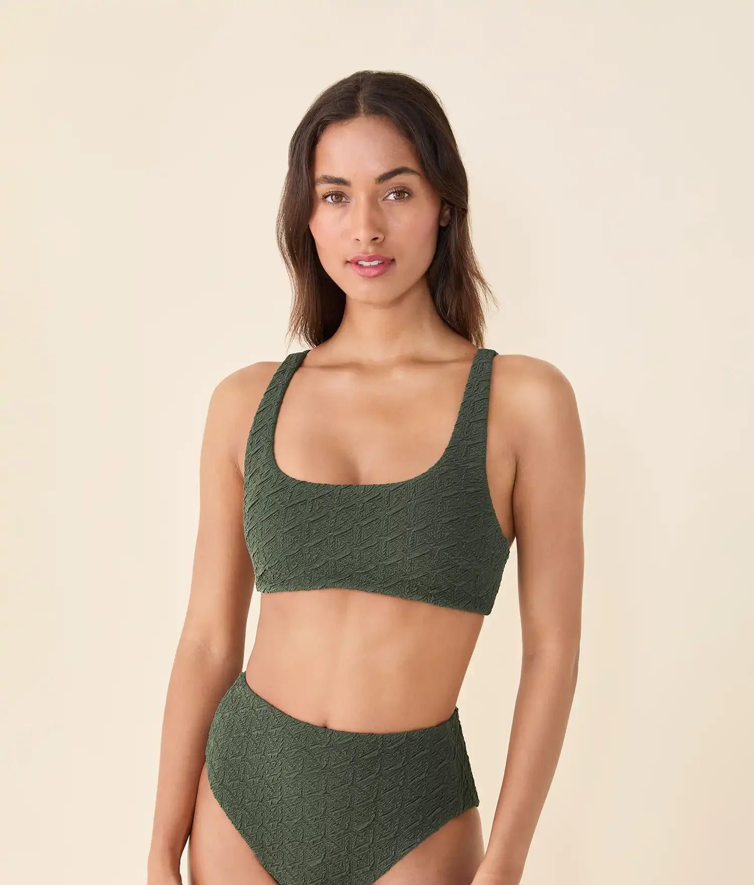 Dokulu Geometrik Kekik Devon Bikini Üstü - Şık ve Rahat