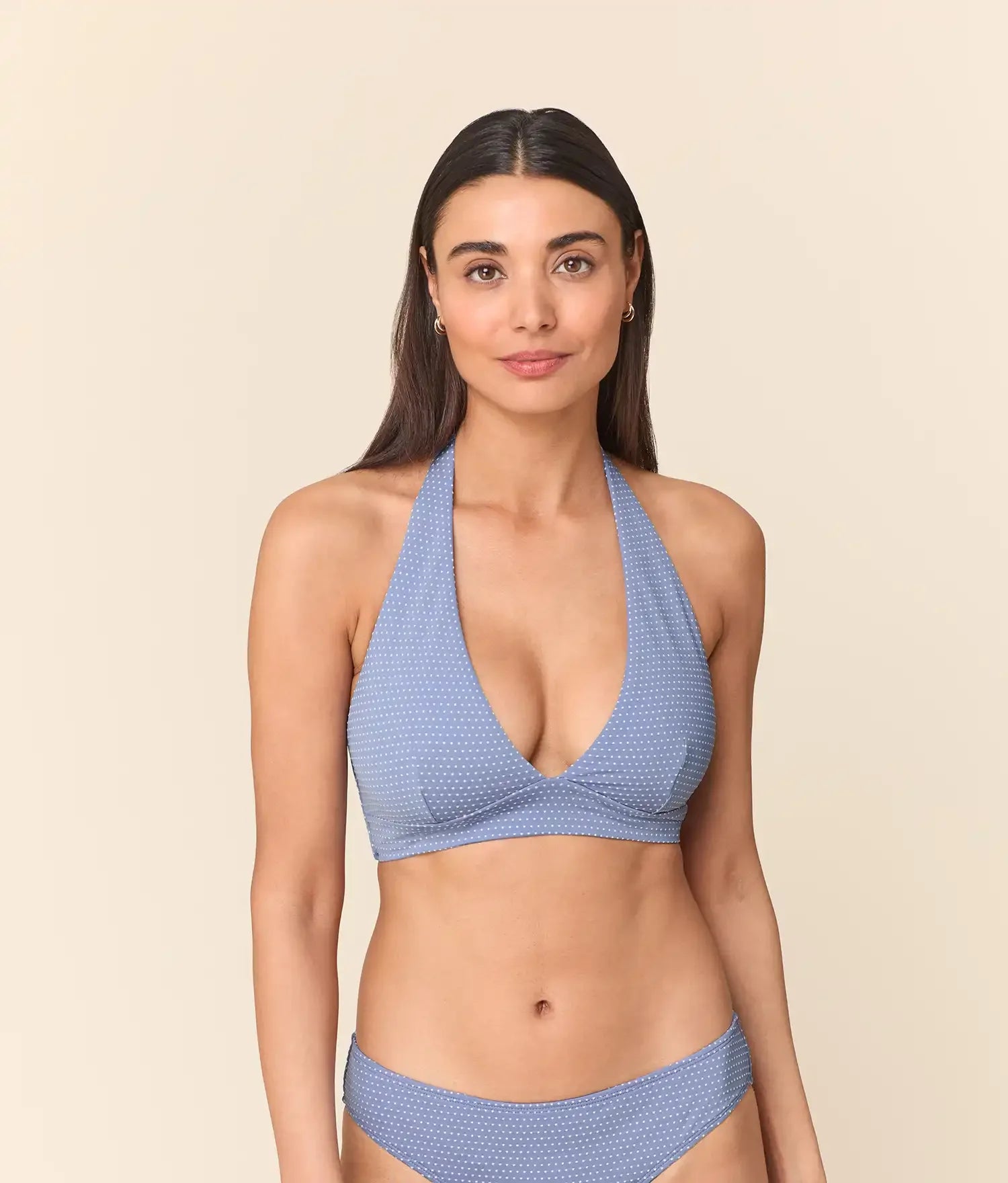 Puantiye Desenli Leylak Majorca Bikini Üstü