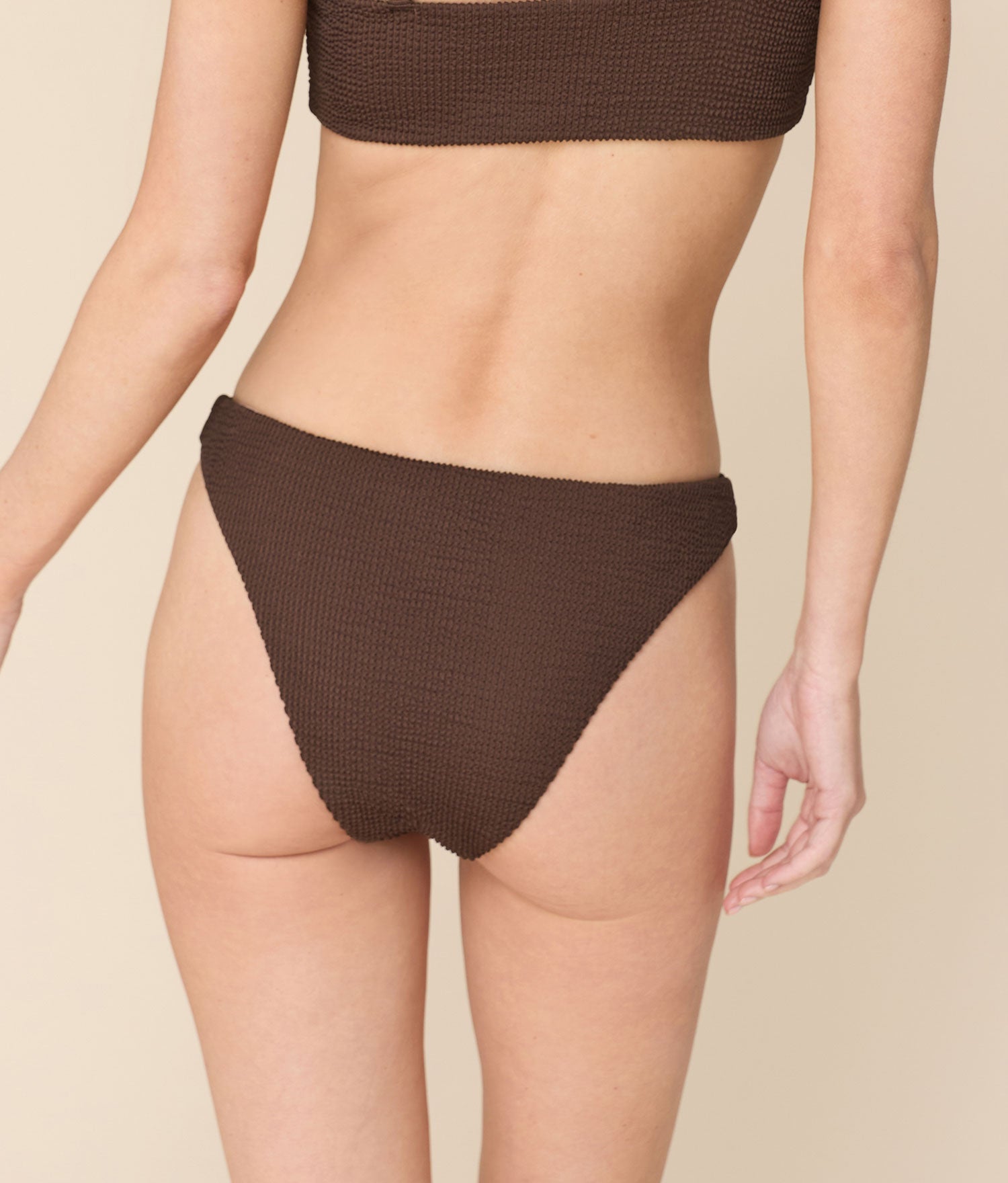 Şık Seersucker Bikini Altı - Traşlanmış Çikolata Rengi