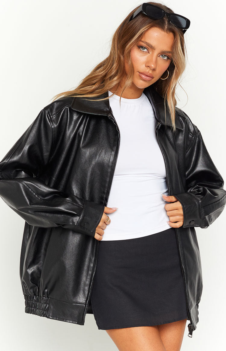Abbi PU Siyah Bomber Ceket