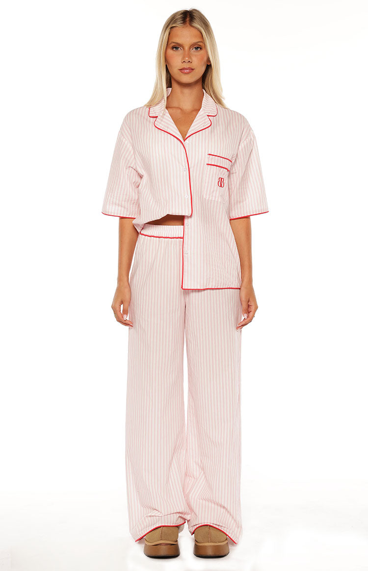 Alexea Pembe Çizgili Pijama Pantolonu