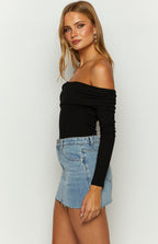 Ari Siyah Off Shoulder Bodysuit