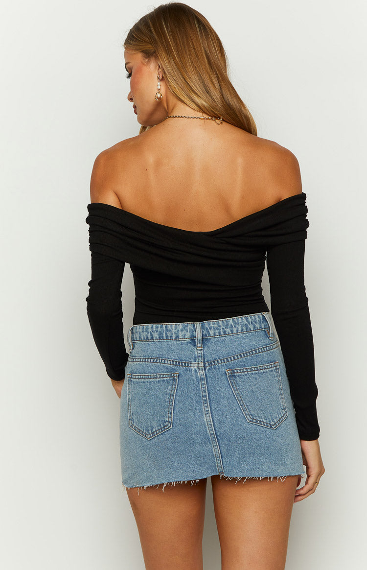 Ari Siyah Off Shoulder Bodysuit