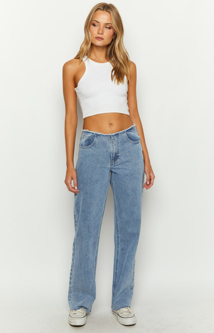Austin Orta Bel Açık Mavi Denim Pantolon