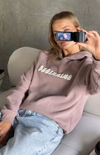 Bej Balon Kapşonlu Sweatshirt