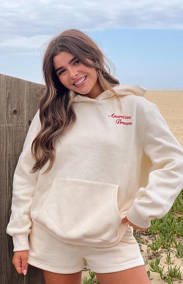 Başlangıç Krem Amerikan Rüyası Kapüşonlu Sweatshirt
