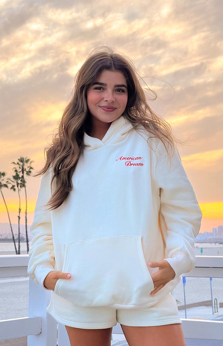 Başlangıç Krem Amerikan Rüyası Kapüşonlu Sweatshirt