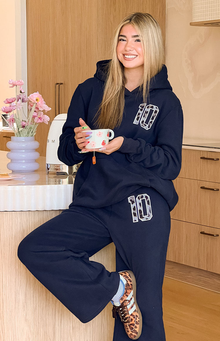 Başlangıç Navy Leopar Yıldız Kapşonlu Sweatshirt