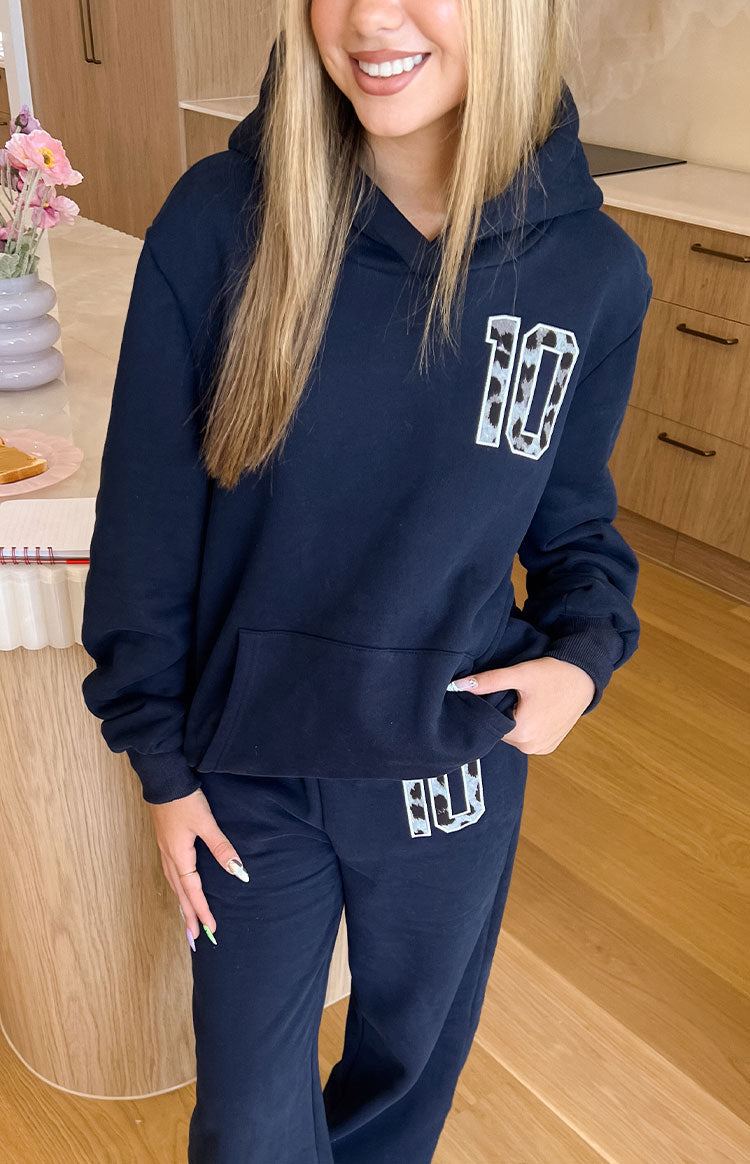 Başlangıç Navy Leopar Yıldız Kapşonlu Sweatshirt