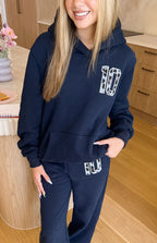 Başlangıç Navy Leopar Yıldız Kapşonlu Sweatshirt