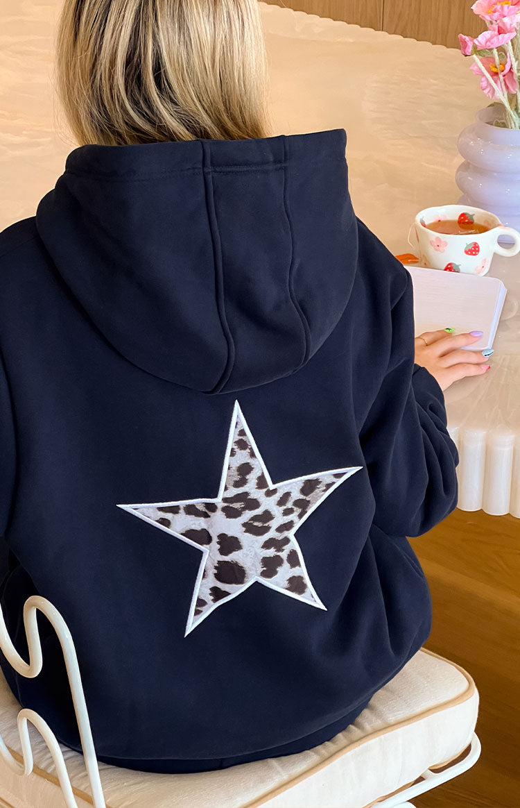 Başlangıç Navy Leopar Yıldız Kapşonlu Sweatshirt