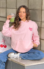 Başlangıç Pembe Sevimli Kabarcık Kapüşonlu Sweatshirt
