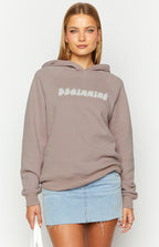 Bej Balon Kapşonlu Sweatshirt