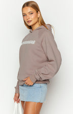 Bej Balon Kapşonlu Sweatshirt