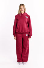 Bordeaux Leopar Yıldız Kapüşonlu Sweatshirt