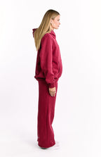 Bordeaux Leopar Yıldız Kapüşonlu Sweatshirt