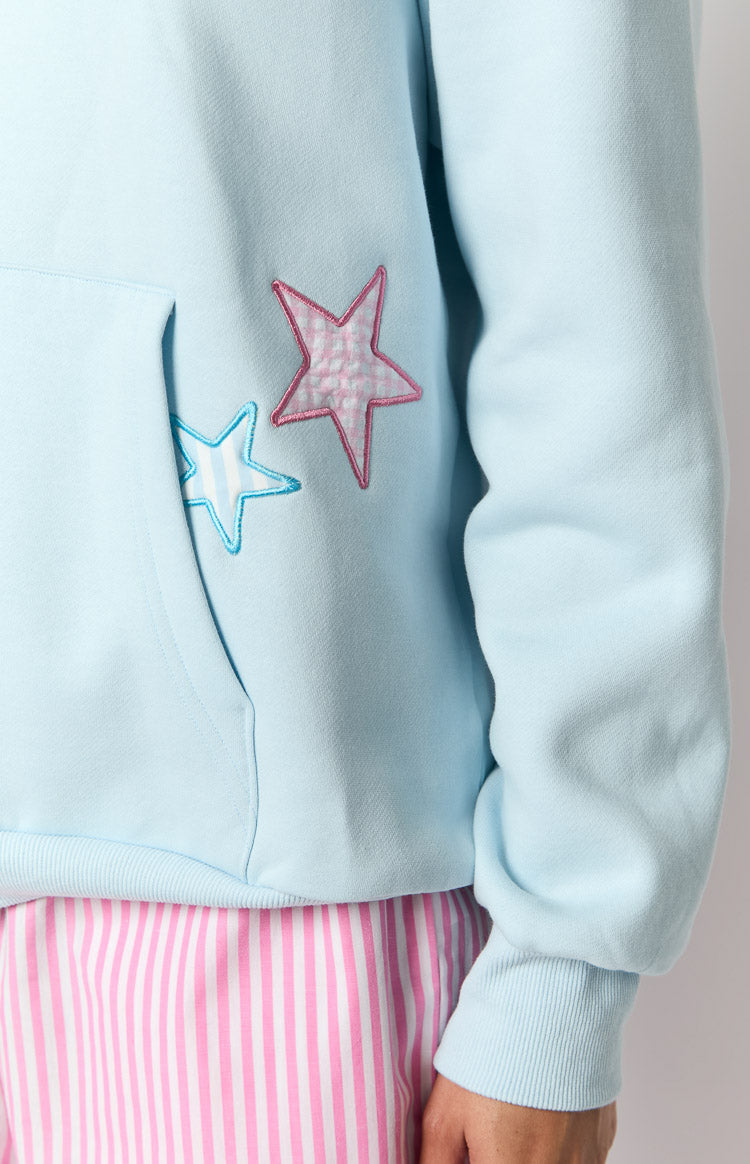 Açık Mavi Yıldız Kapşonlu Sweatshirt