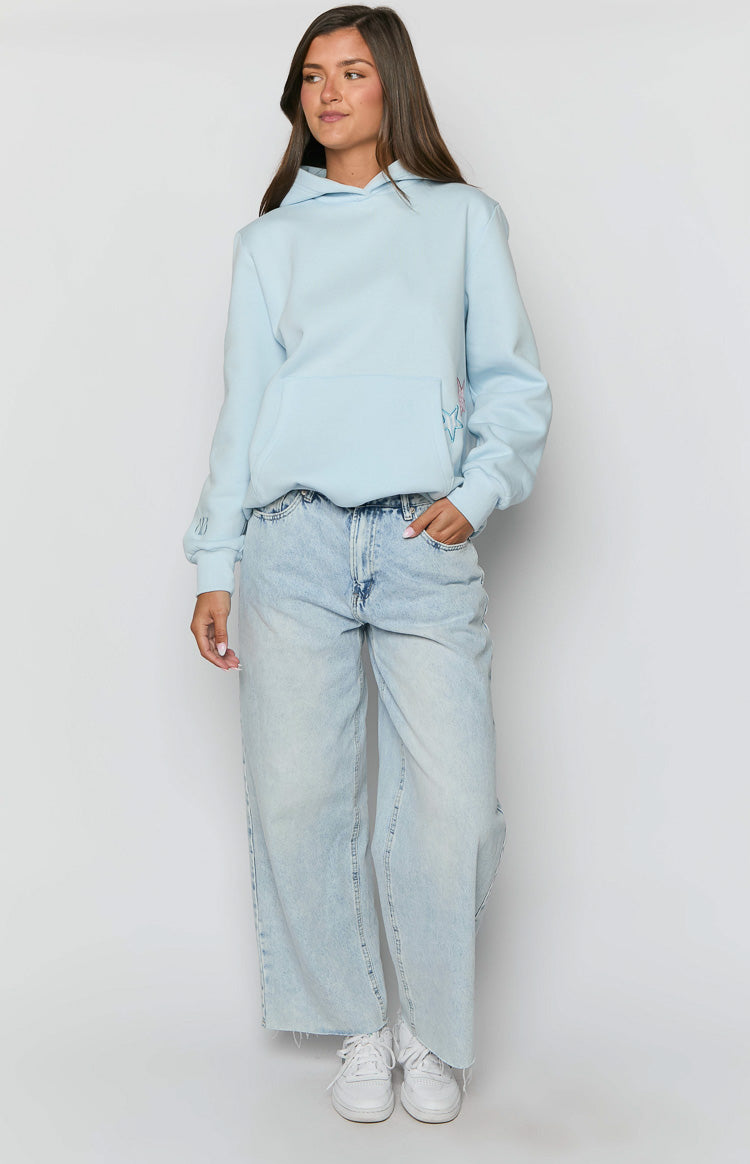 Açık Mavi Yıldız Kapşonlu Sweatshirt