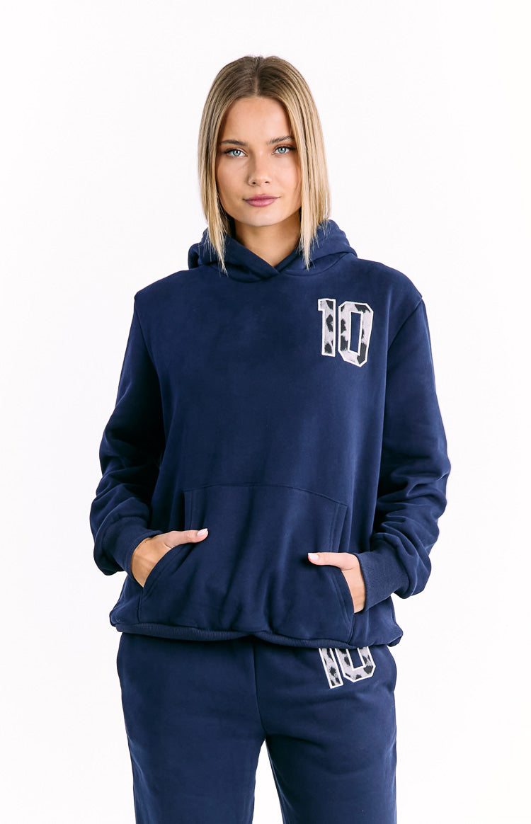 Başlangıç Navy Leopar Yıldız Kapşonlu Sweatshirt